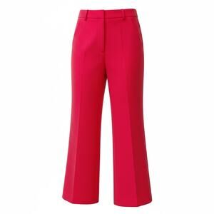 nebo Dress Pants Capris Red Cropped Solid High Waist Flare Leg Pockets Womens XS